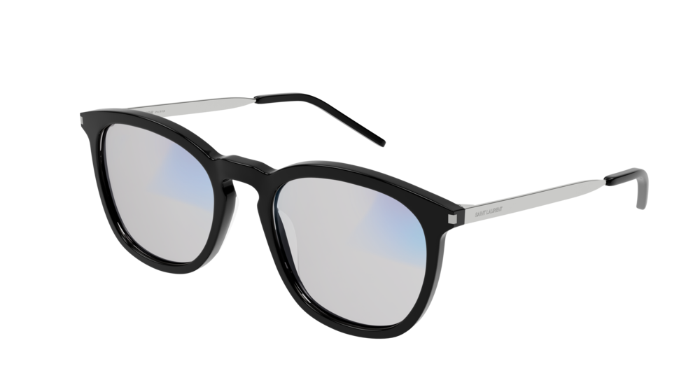 Saint Laurent Sunglass Man Black Silver Grey