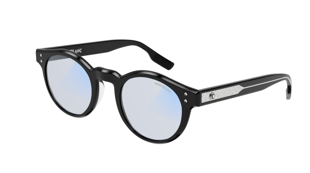 Montblanc Sunglass Man Black Black Light Blue