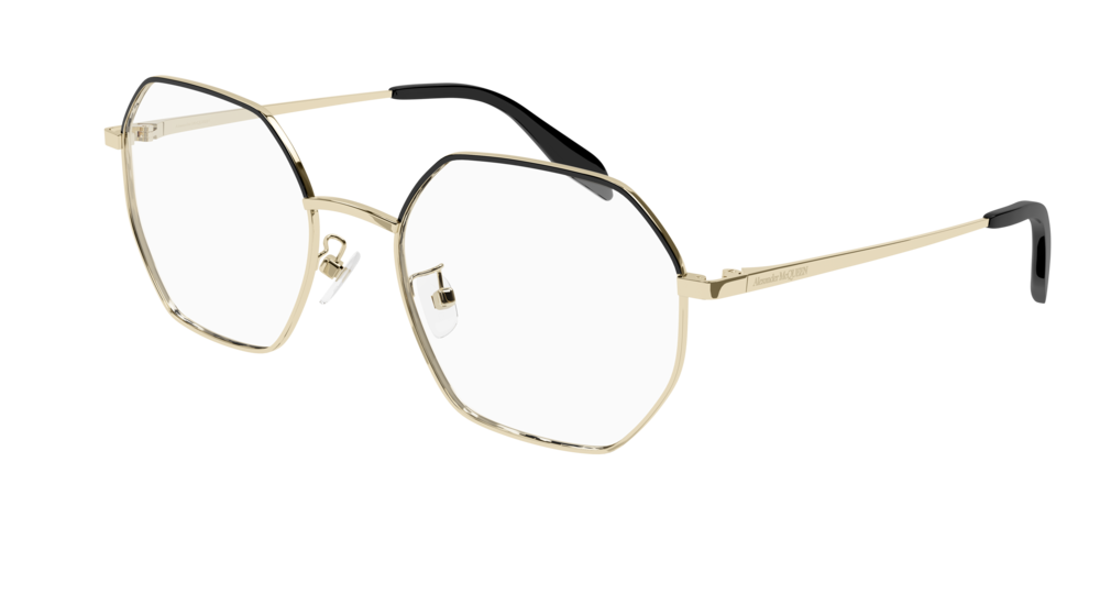 Alexander Mcqueen Optical Frame Unisex Gold Gold Transparent