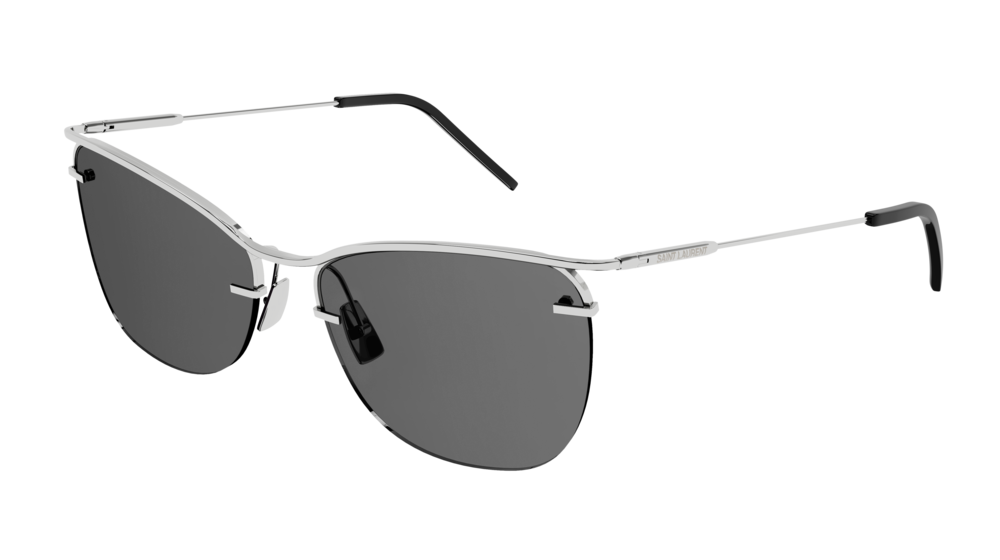 Saint Laurent Sunglass Unisex Silver Silver Grey