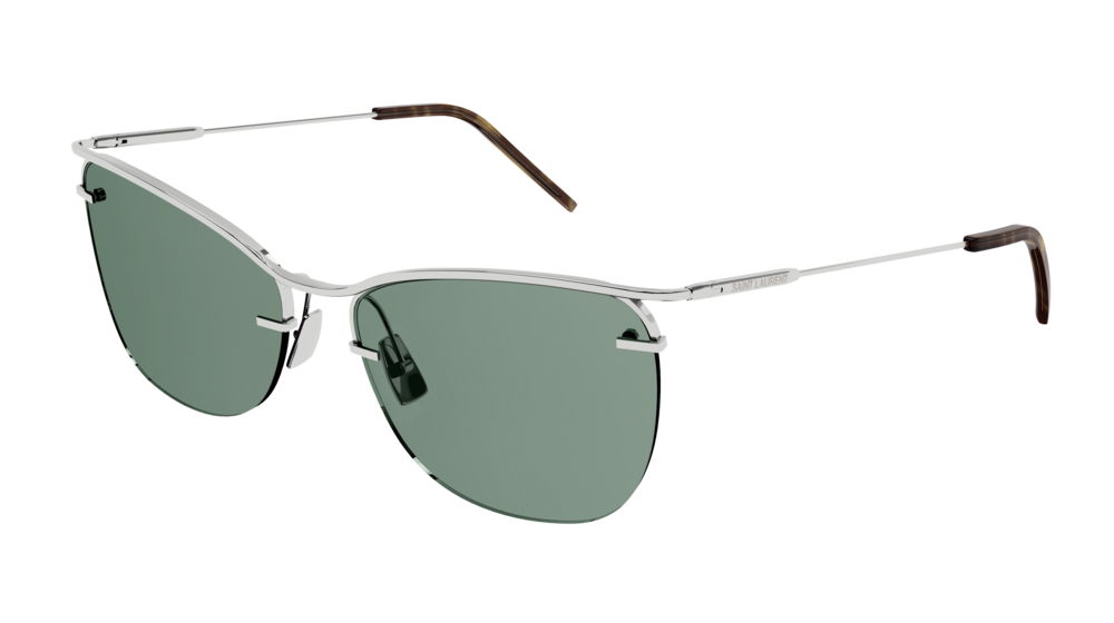 Saint Laurent Sunglass Unisex Silver Silver Green