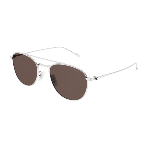 Montblanc Sunglass Man Silver Silver Brown