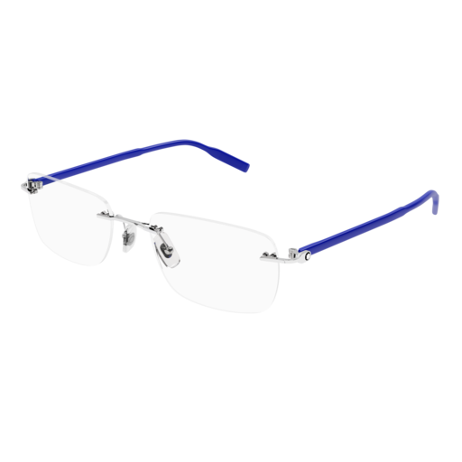 Montblanc Optical Frame Man Silver Blue Transparent