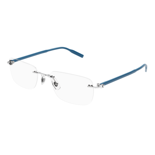 Montblanc Optical Frame Man Silver Blue Transparent