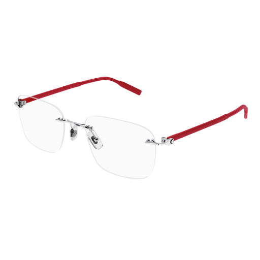 Montblanc Optical Frame Man Silver Red Transparent