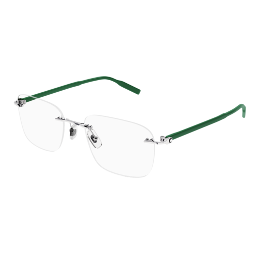 Montblanc Optical Frame Man Silver Green Transparent