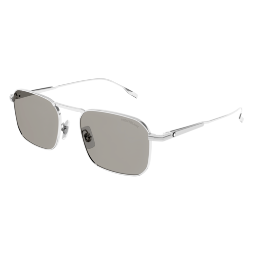 Montblanc Sunglass Man Silver Silver Brown