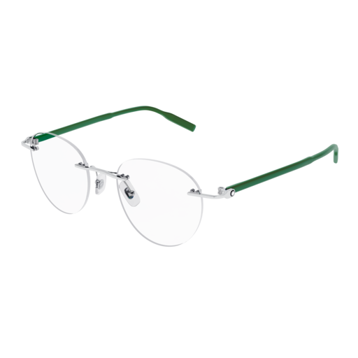 Montblanc Optical Frame Man Silver Green Transparent