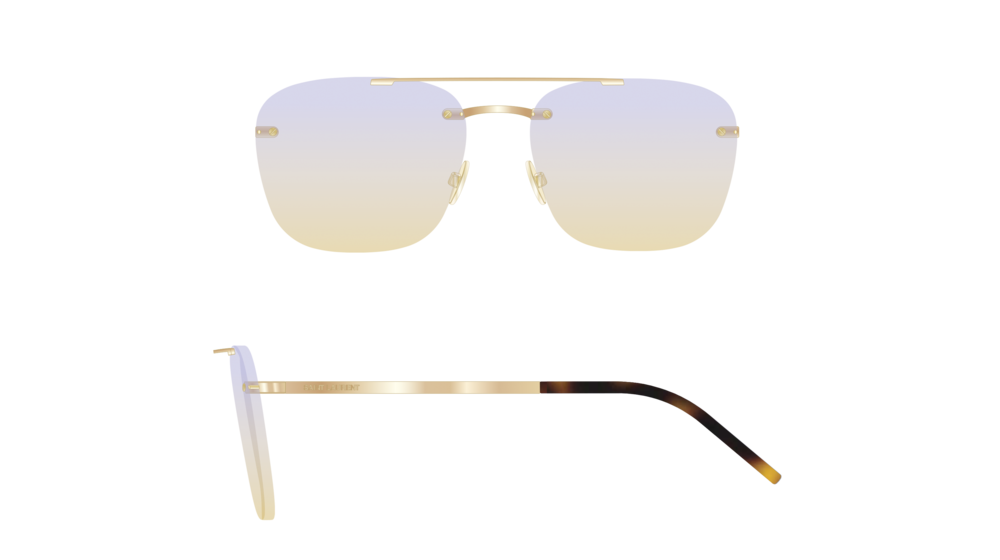 Saint Laurent Sunglass Unisex Gold Gold Violet