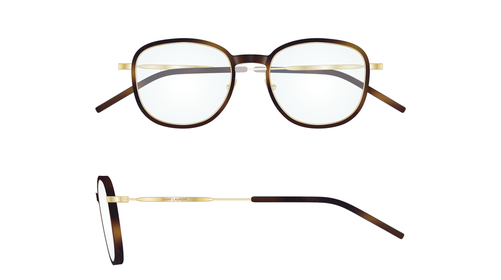 Saint Laurent Optical Frame Unisex Havana Gold Transparent