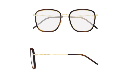 Saint Laurent Optical Frame Unisex Havana Silver Transparent