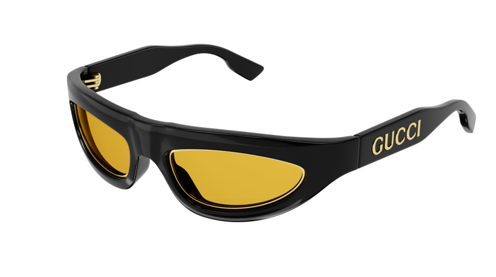 Gucci Sunglass Man Black Black Yellow