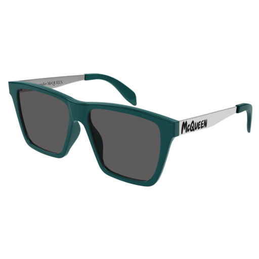 Alexander Mcqueen Sunglass Man Green Silver Grey