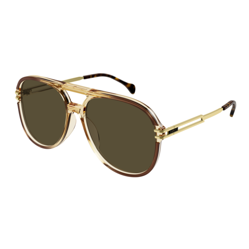 Gucci Sunglass Man Brown Gold Brown