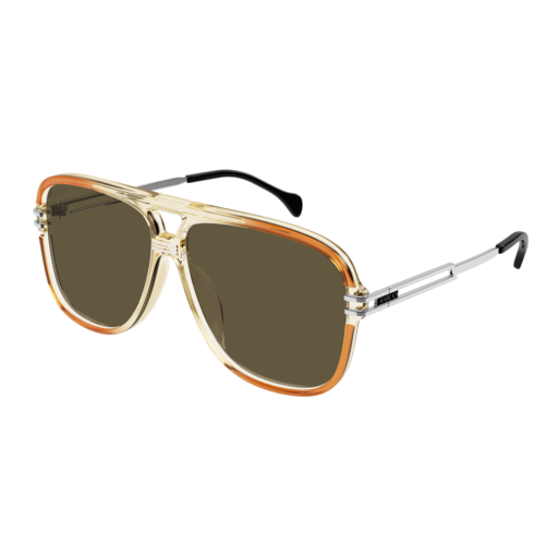 Gucci Sunglass Man Orange Silver Brown