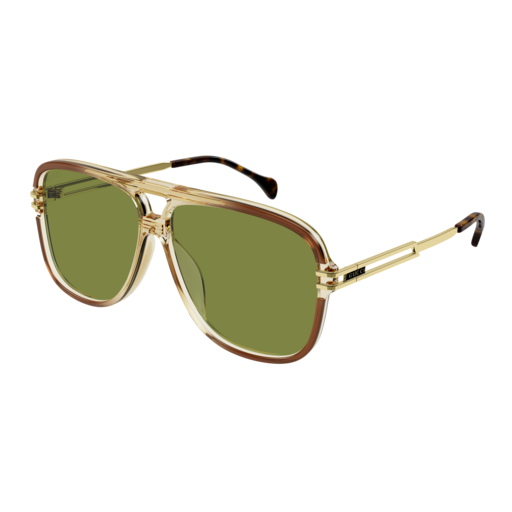 Gucci Sunglass Man Brown Gold Green