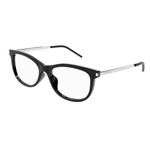 Saint Laurent Optical Frame Woman Black Silver Transparent