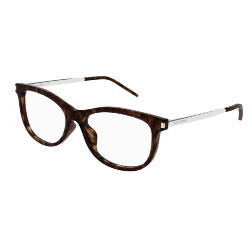 Saint Laurent Optical Frame Woman Havana Silver Transparent