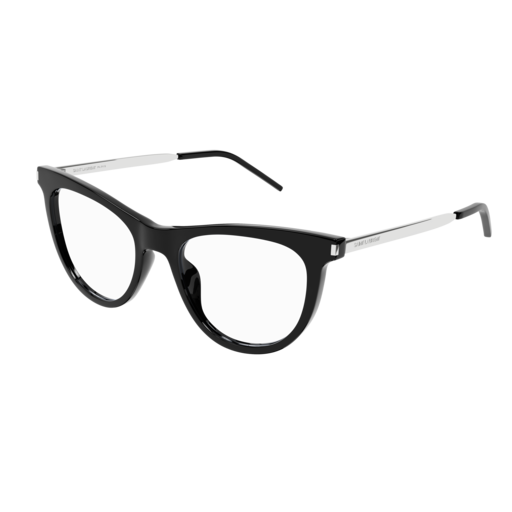 Saint Laurent Optical Frame Woman Black Silver Transparent