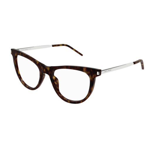 Saint Laurent Optical Frame Woman Havana Silver Transparent