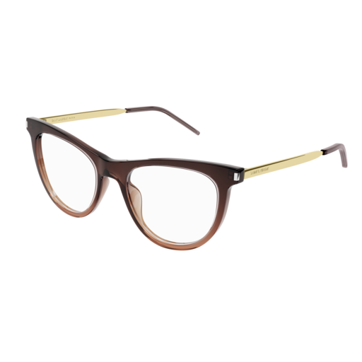 Saint Laurent Optical Frame Woman Brown Gold Transparent