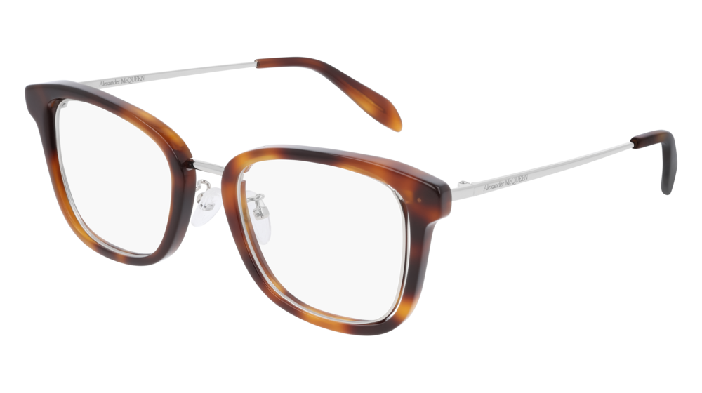 Alexander Mcqueen Optical Frame Unisex Havana Silver Transparent