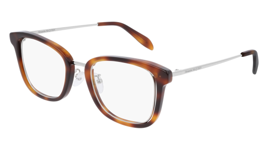 Alexander Mcqueen Optical Frame Unisex Havana Silver Transparent