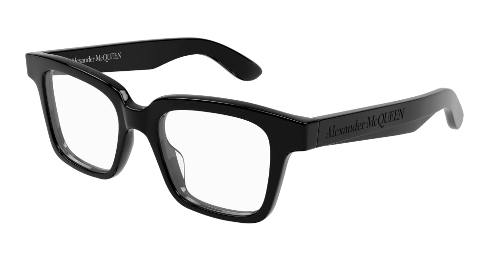 Alexander Mcqueen Optical Frame Unisex Black Black Transparent