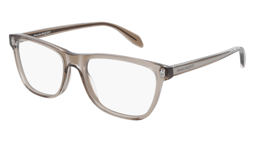 Alexander Mcqueen Optical Frame Unisex Brown Brown Transparent