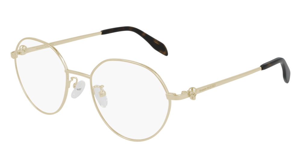 Alexander Mcqueen Optical Frame Unisex Gold Gold Transparent