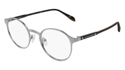 Alexander Mcqueen Optical Frame Unisex Ruthenium Havana Transparent