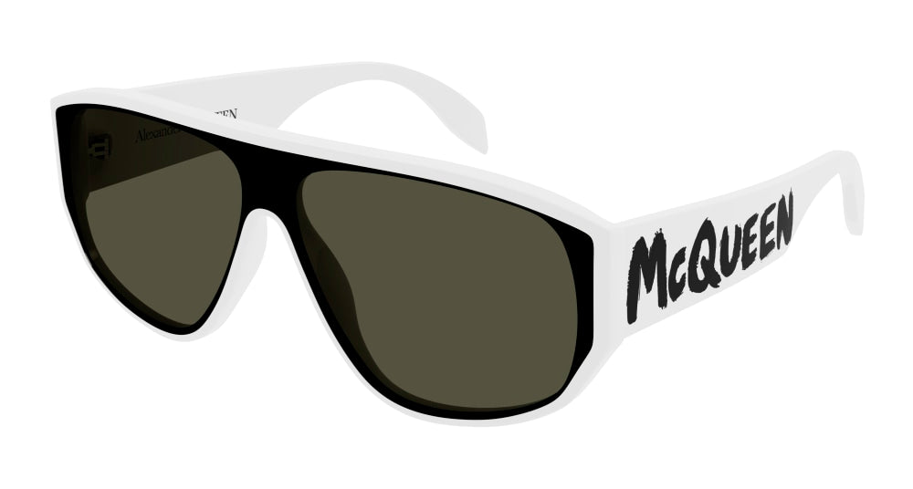 Alexander Mcqueen Sunglass Man White White Green