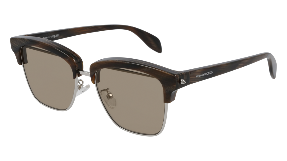 Alexander Mcqueen Sunglass Man Silver Brown Brown