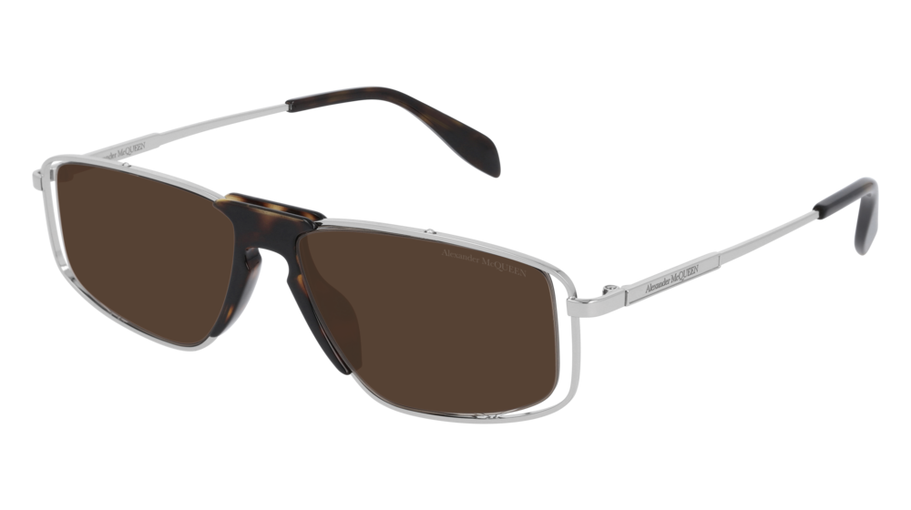 Alexander Mcqueen Sunglass Man Silver Silver Brown