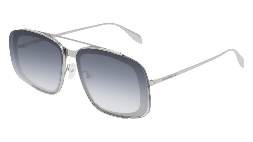 Alexander Mcqueen Sunglass Man Silver Silver Grey