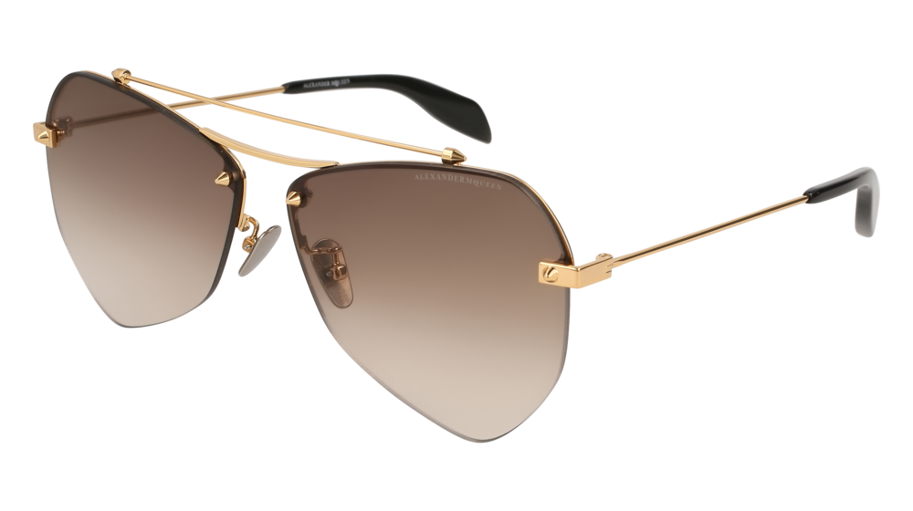 Alexander Mcqueen Sunglass Unisex Gold Gold Brown