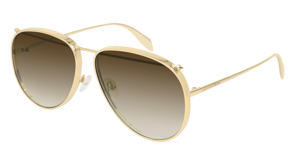 Alexander Mcqueen Sunglass Unisex Gold Gold Brown