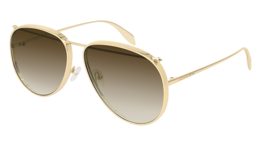 Alexander Mcqueen Sunglass Unisex Gold Gold Brown