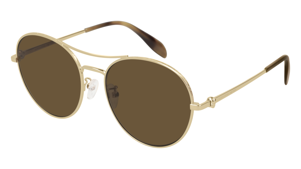 Alexander Mcqueen Sunglass Unisex Gold Gold Brown