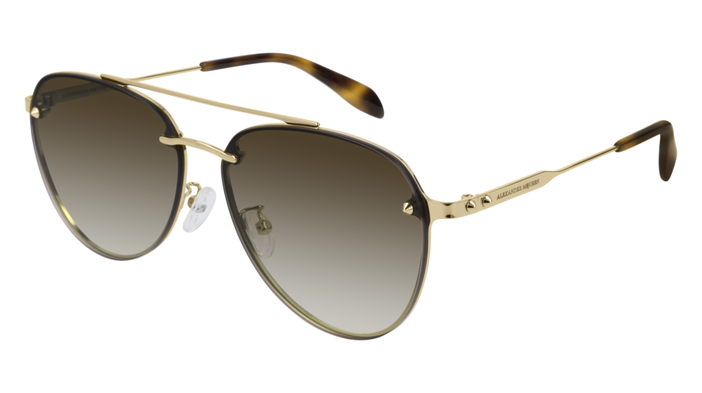 Alexander Mcqueen Sunglass Unisex Gold Gold Brown