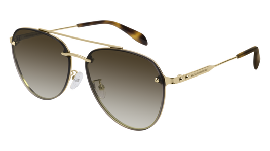 Alexander Mcqueen Sunglass Unisex Gold Gold Brown