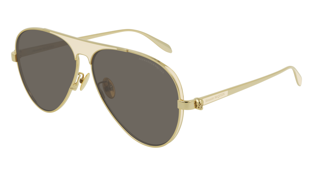 Alexander Mcqueen Sunglass Unisex Gold Gold Brown