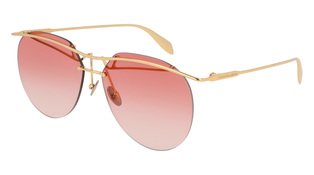 Alexander Mcqueen Sunglass Unisex Gold Gold Red