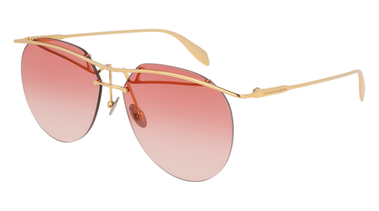 Alexander Mcqueen Sunglass Unisex Gold Gold Red