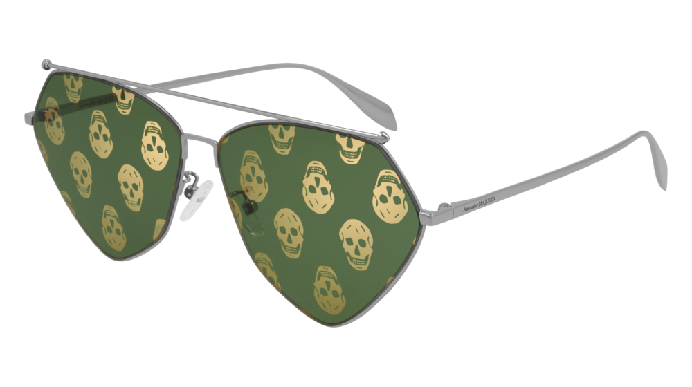 Alexander Mcqueen Sunglass Unisex Ruthenium Ruthenium Green