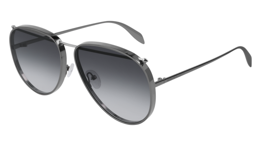 Alexander Mcqueen Sunglass Unisex Ruthenium Ruthenium Grey