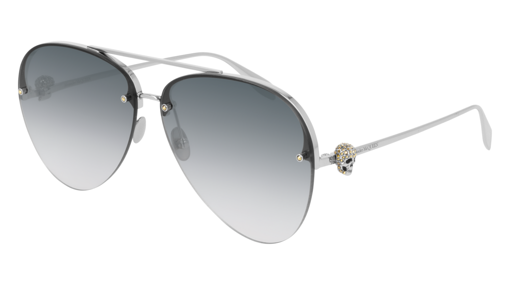 Alexander Mcqueen Sunglass Unisex Silver Silver Grey