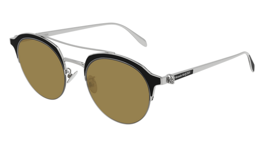 Alexander Mcqueen Sunglass Unisex Silver Silver Yellow