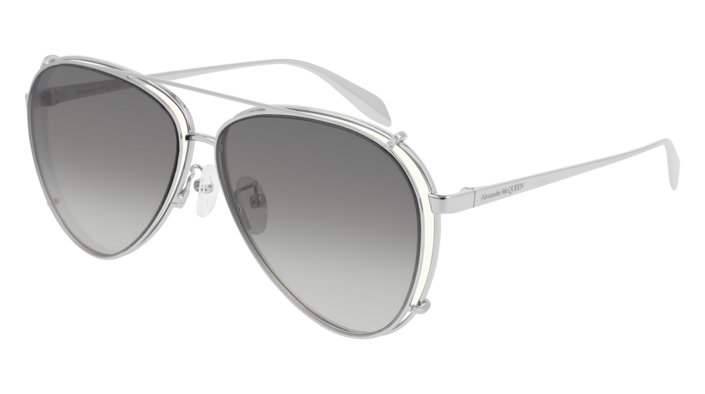 Alexander Mcqueen Sunglass Unisex Silver Silver Yellow