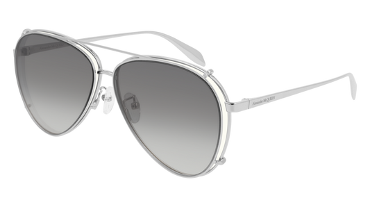 Alexander Mcqueen Sunglass Unisex Silver Silver Yellow